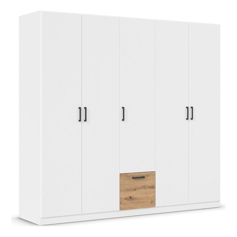Rauch Bari 226cm 5 Door Wardrobe - Alpine White and Artisan Oak