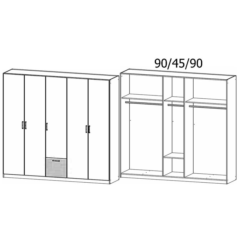 Rauch Bari 226cm 5 Door Wardrobe - Metallic Grey