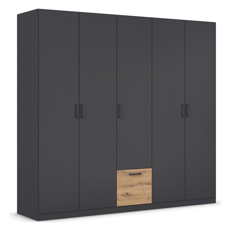 Rauch Bari 226cm 5 Door Wardrobe - Metallic Grey and Artisan Oak
