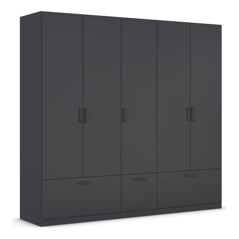 Rauch Bari 226cm 5 Door Wardrobe with Drawers - Metallic Grey