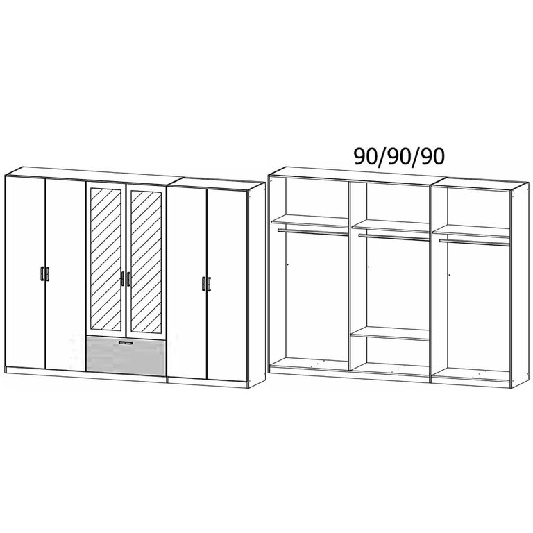 Rauch Bari 271cm 6 Door Combi Wardrobe - Alpine White