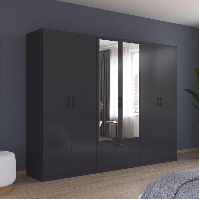 Rauch Bari 271cm 6 Door Combi Wardrobe - Metallic Grey
