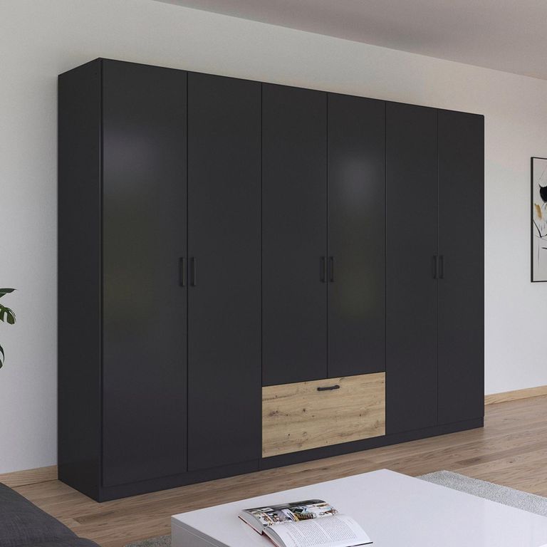 Rauch Bari 271cm 6 Door Wardrobe - Metallic Grey and Artisan Oak