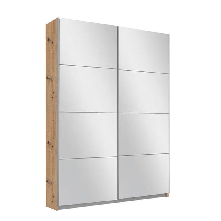 Rauch Belluno 136cm 2 Door Sliding Mirrored Wardrobe - Artisan Oak