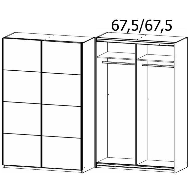 Rauch Belluno 136cm 2 Door Sliding Wardrobe - Metallic Dark Grey