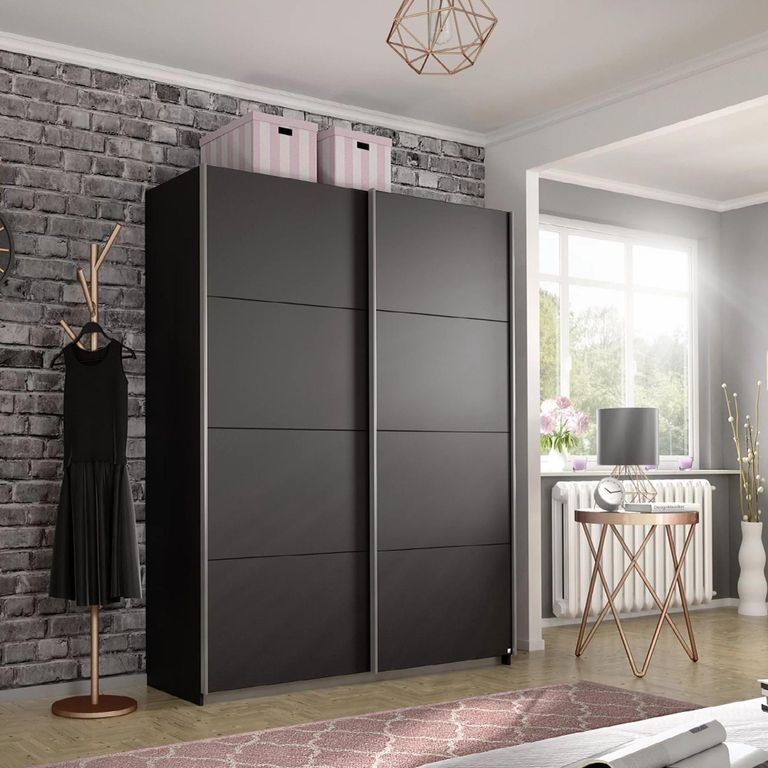 Rauch Belluno 136cm 2 Door Sliding Wardrobe - Metallic Dark Grey
