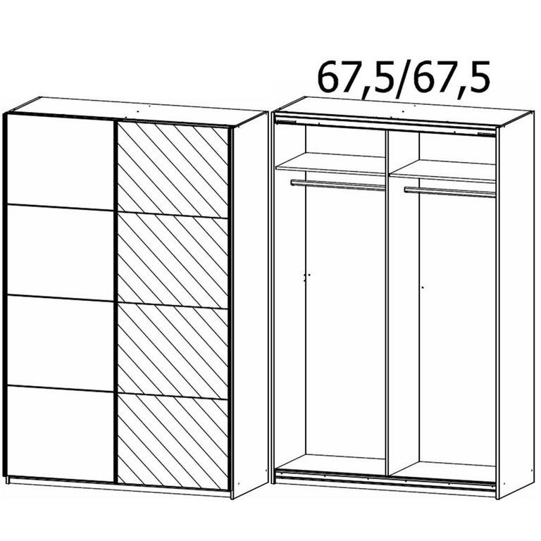 Rauch Belluno 136cm 2 Door Sliding Wardrobe with Mirror - Alpine White