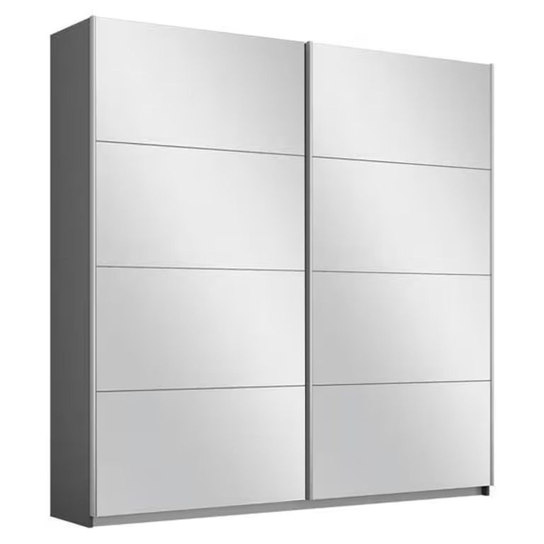 Rauch Belluno 181cm 2 Door Sliding Mirrored Wardrobe - Metallic Dark Grey