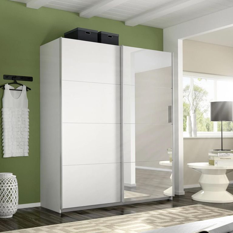 Rauch Belluno 181cm 2 Door Sliding Wardrobe with Mirror - Alpine White
