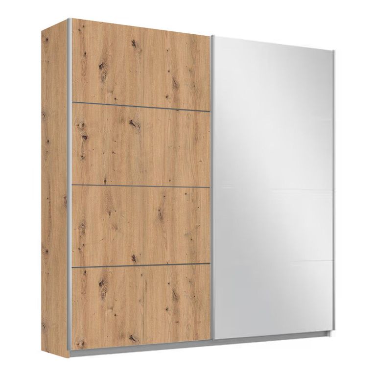 Rauch Belluno 181cm 2 Door Sliding Wardrobe with Mirror - Artisan Oak
