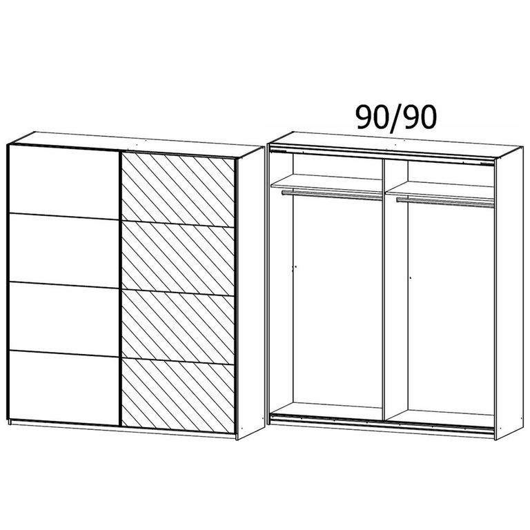 Rauch Belluno 181cm 2 Door Sliding Wardrobe with Mirror - Champagne