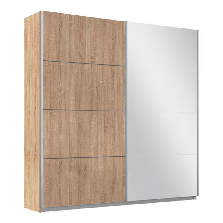 Rauch Belluno 181cm 2 Door Sliding Wardrobe with Mirror - Sonoma Oak