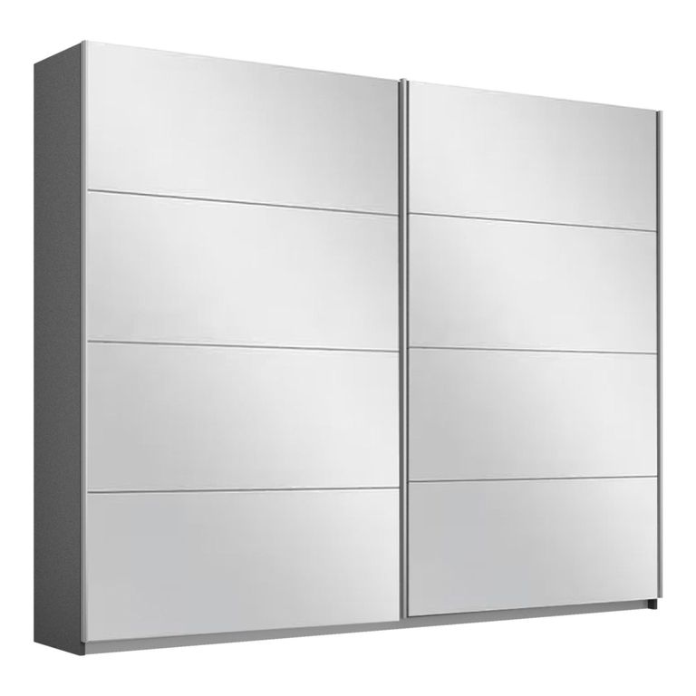 Rauch Belluno 226cm 2 Door Sliding Mirrored Wardrobe - Metallic Dark Grey
