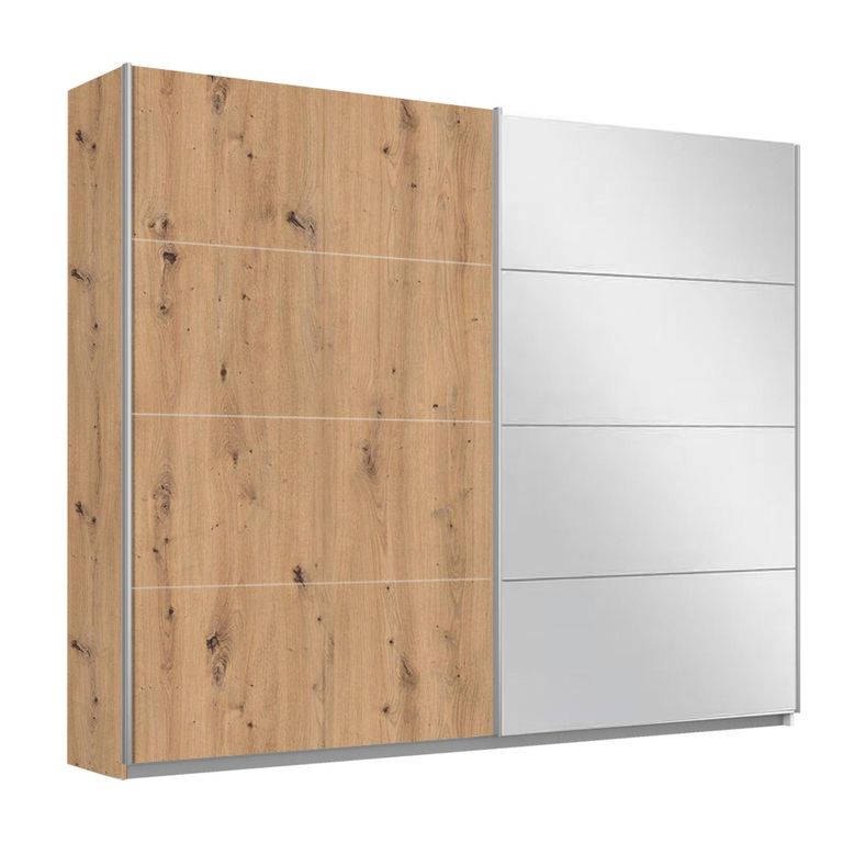 Rauch Belluno 226cm 2 Door Sliding Wardrobe with Mirror - Artisan Oak
