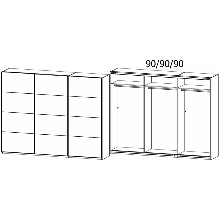 Rauch Belluno 271cm 3 Door Sliding Wardrobe - Champagne