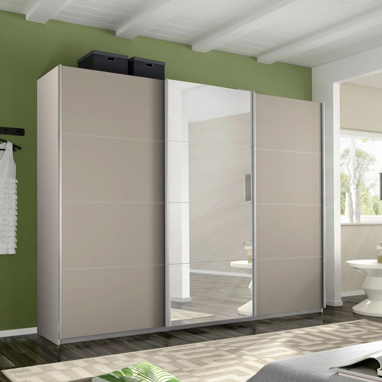 Rauch Belluno 271cm 3 Door Sliding Wardrobe with Mirror - Champagne
