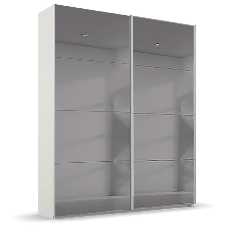 Beluga Extra Sliding Wardrobe - 137cm - 2 Door - Grey Mirrored - Alpine White