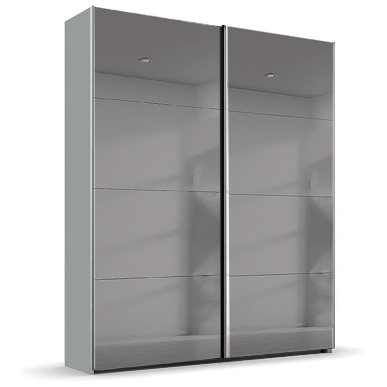 Beluga Extra Sliding Wardrobe - 137cm - 2 Door - Grey Mirrored - Silk Grey