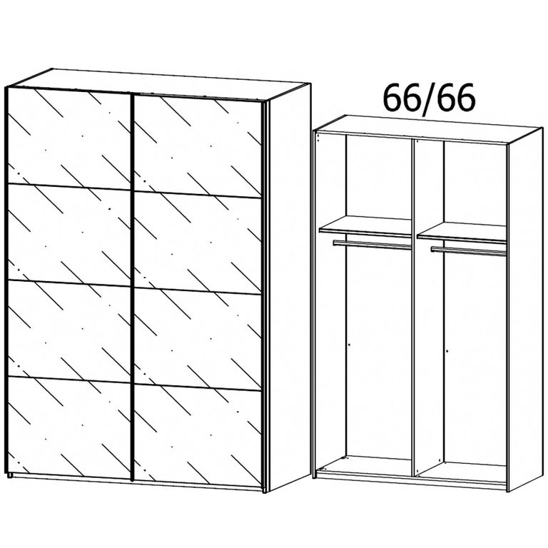 Beluga Extra Sliding Wardrobe - 137cm - 2 Door - Grey Mirrored - Silk Grey