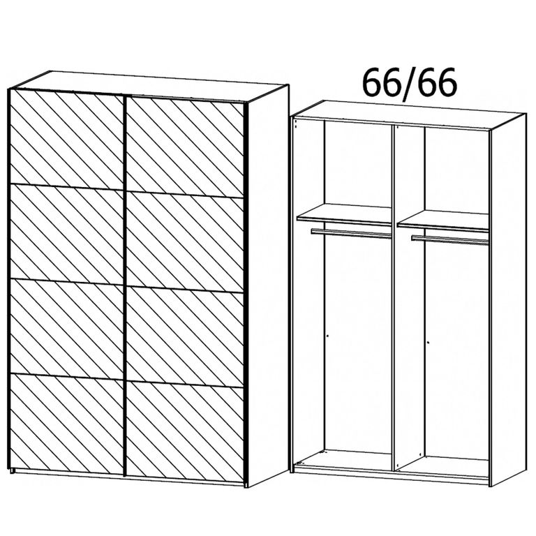Beluga Extra Sliding Wardrobe - 137cm - 2 Door - Mirrored - Alpine White