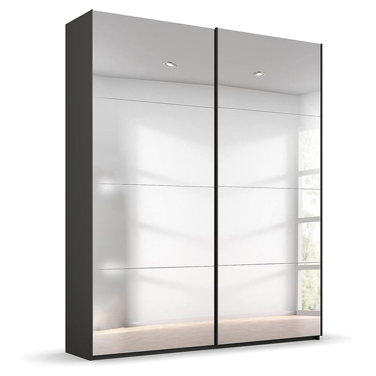 Beluga Extra Sliding Wardrobe - 137cm - 2 Door - Mirrored - Graphite