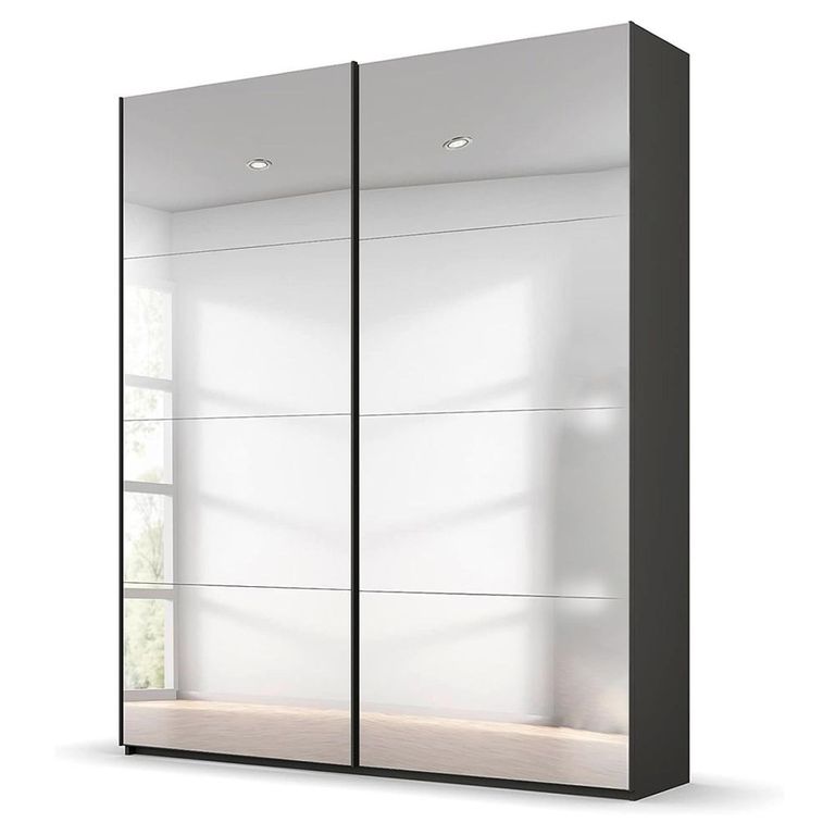 Beluga Extra Sliding Wardrobe - 137cm - 2 Door - Mirrored - Graphite