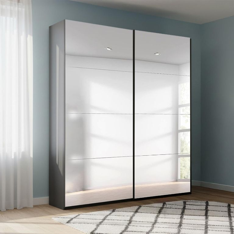 Beluga Extra Sliding Wardrobe - 137cm - 2 Door - Mirrored - Graphite