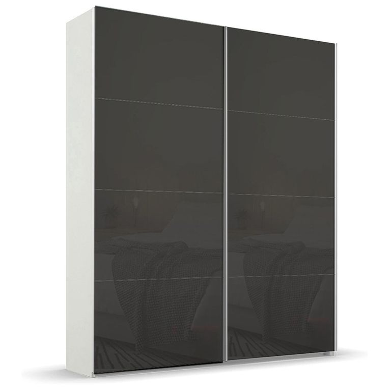 Rauch Beluga Extra 137cm 2 Door Sliding Wardrobe - Alpine White and Basalt Glass