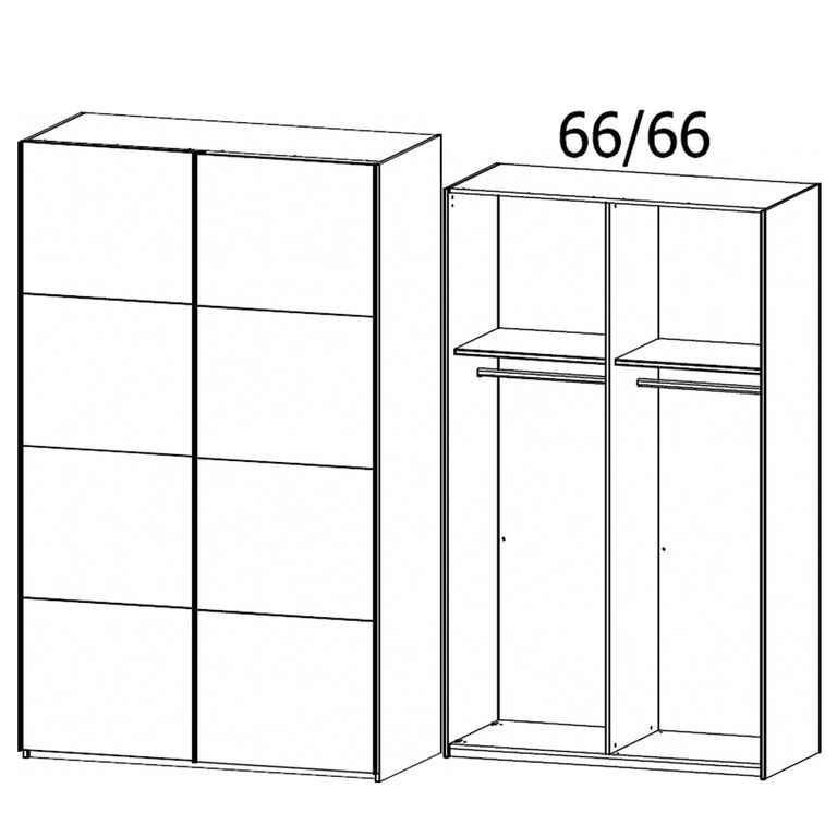 Beluga Extra Sliding Wardrobe - 137cm - 2 Door - Alpine White & Graphite