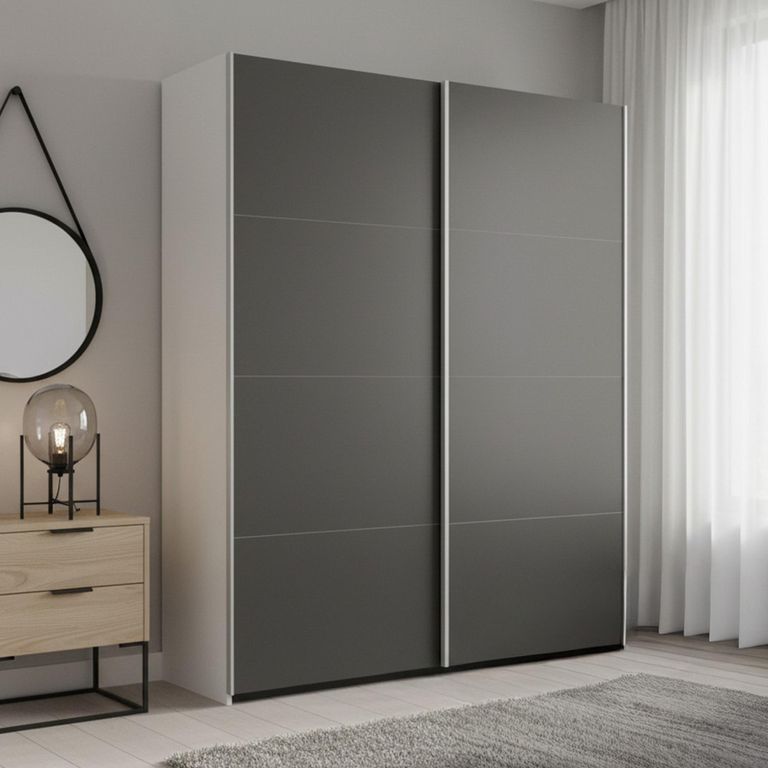 Beluga Extra Sliding Wardrobe - 137cm - 2 Door - Alpine White & Graphite