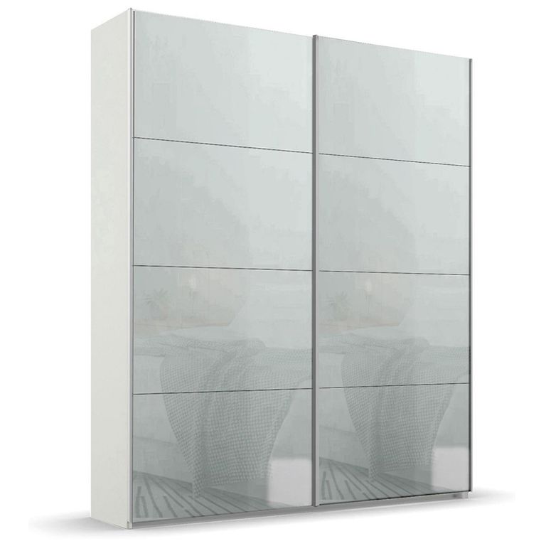 Rauch Beluga Extra 137cm 2 Door Sliding Wardrobe - Alpine White and Silk Grey Glass