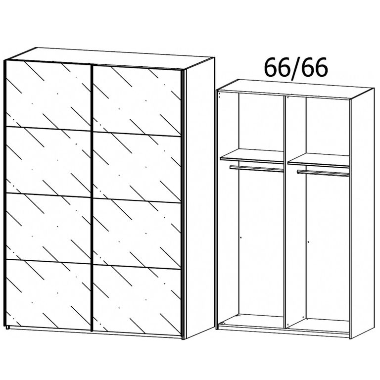 Rauch Beluga Extra 137cm 2 Door Sliding Wardrobe - Alpine White and Silk Grey Glass