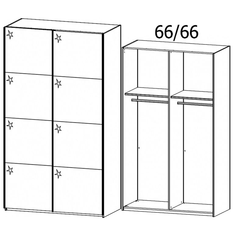 Beluga Extra Sliding Wardrobe - 137cm - 2 Door - Alpine White & White High Gloss