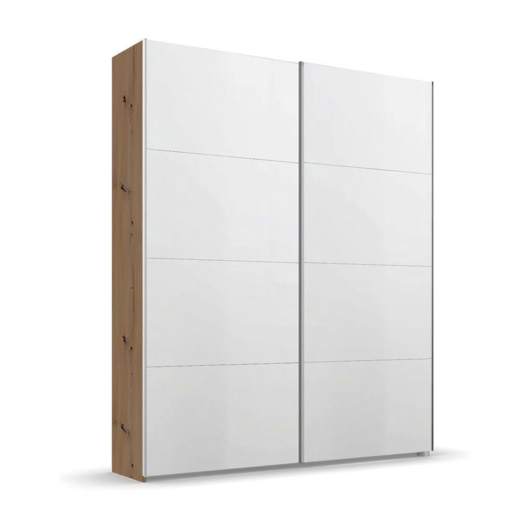 Beluga Extra Sliding Wardrobe - 137cm - 2 Door - Artisan Oak & Alpine White