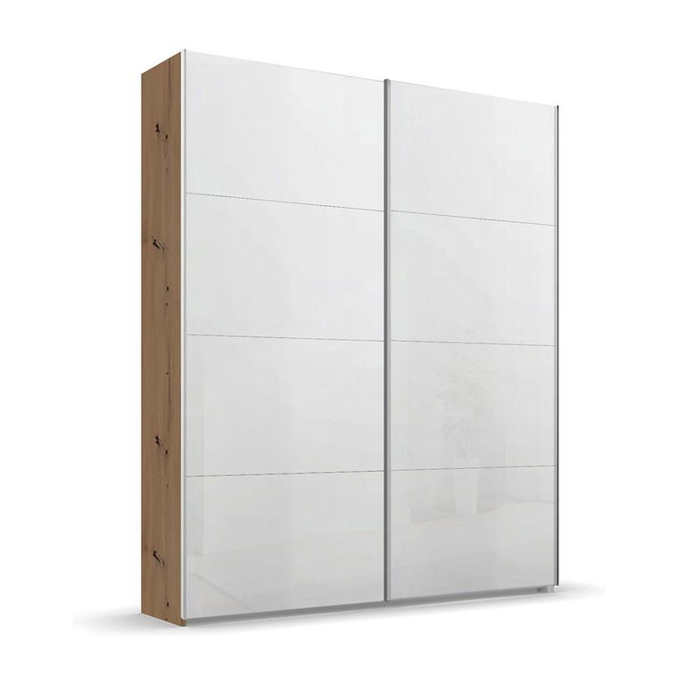 Beluga Extra Sliding Wardrobe - 137cm - 2 Door - Artisan Oak & White High Gloss