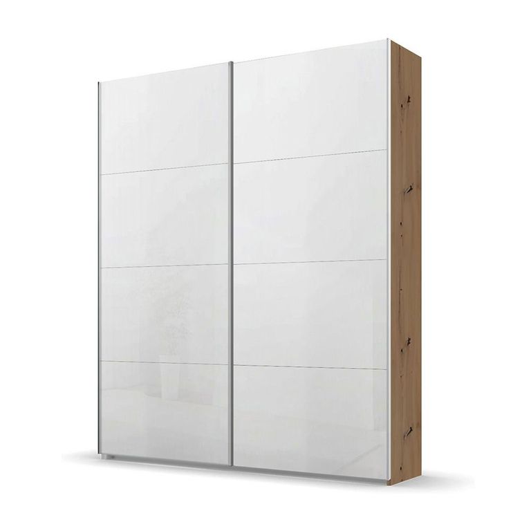 Beluga Extra Sliding Wardrobe - 137cm - 2 Door - Artisan Oak & White High Gloss