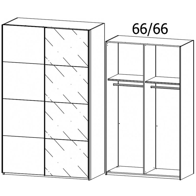 Beluga Extra Sliding Wardrobe - 137cm - 2 Door - Graphite & Basalt Glass Front