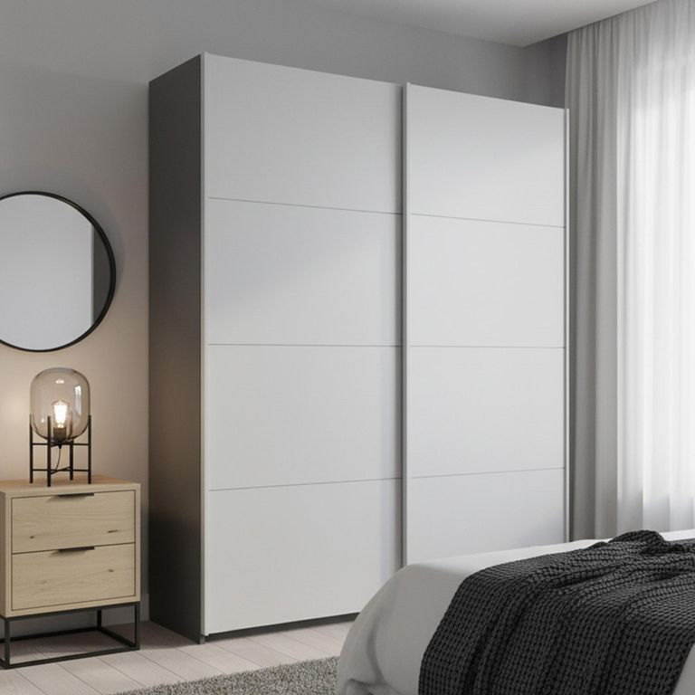 Beluga Extra Sliding Wardrobe - 137cm - 2 Door - Graphite & Silk Grey