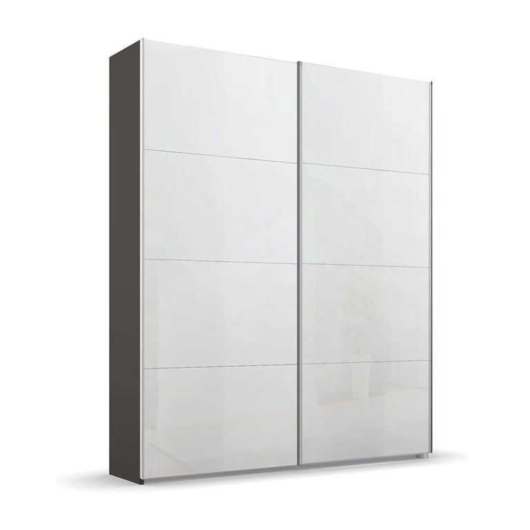 Beluga Extra Sliding Wardrobe - 137cm - 2 Door - Graphite & White High Gloss