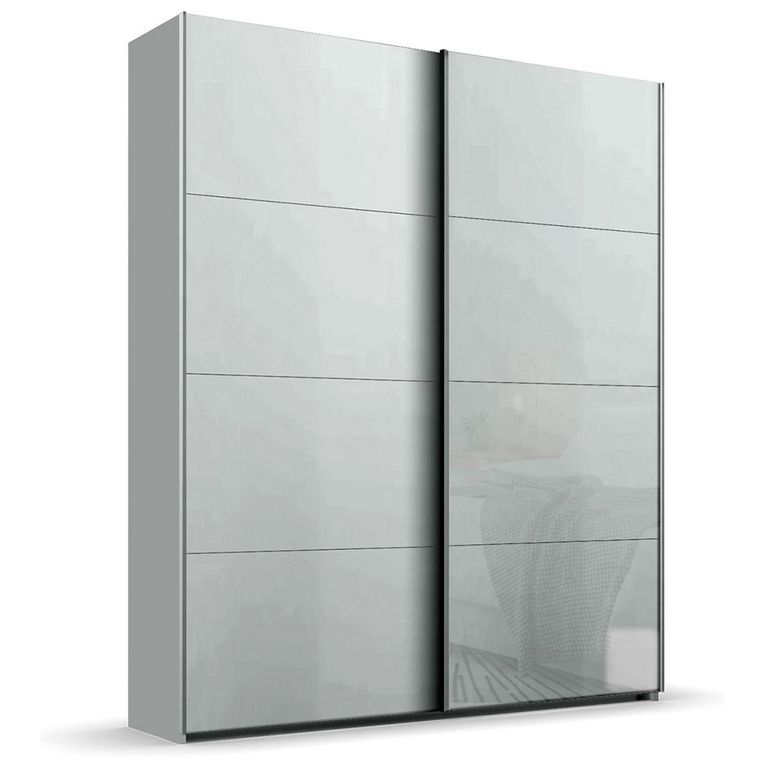 Beluga Extra Sliding Wardrobe - 137cm - 2 Door - Silk Grey & Silk Grey Glass Front