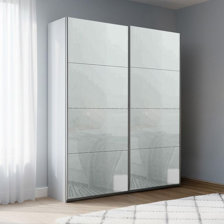 Rauch Beluga Extra 137cm 2 Door Sliding Wardrobe - Silk Grey and Silk Grey Glass