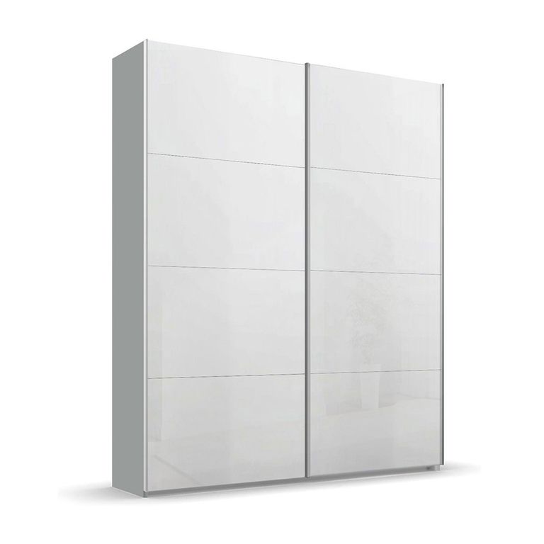 Beluga Extra Sliding Wardrobe - 137cm - 2 Door - Silk Grey & White High Gloss