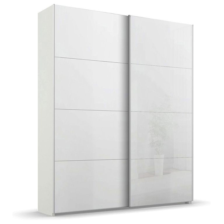Beluga Extra Sliding Wardrobe - 137cm - 2 Door - White High Gloss & Alpine White Front