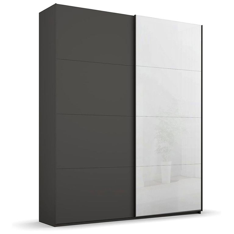 Beluga Extra Sliding Wardrobe - 137cm - 2 Door - White High Gloss & Graphite Front