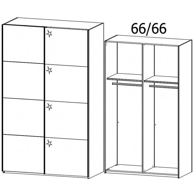 Beluga Extra Sliding Wardrobe - 137cm - 2 Door - White High Gloss & Silk Grey Front