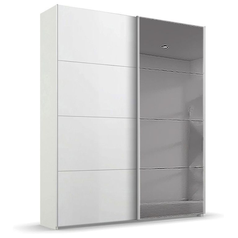 Rauch Beluga Extra 137cm 2 Door Sliding Wardrobe with Grey Mirror - Alpine White