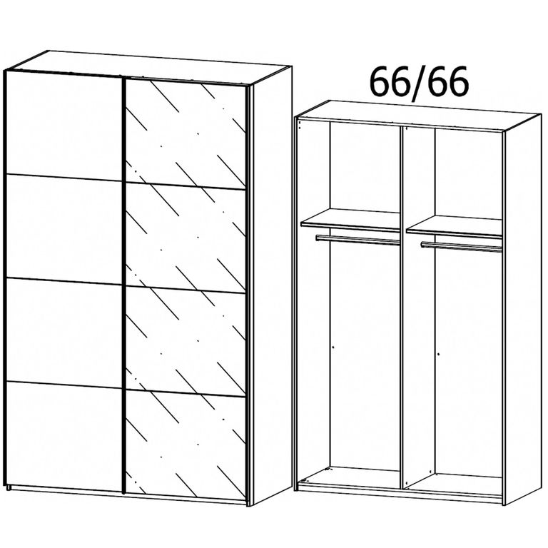 Rauch Beluga Extra 137cm 2 Door Sliding Wardrobe with Grey Mirror - Alpine White