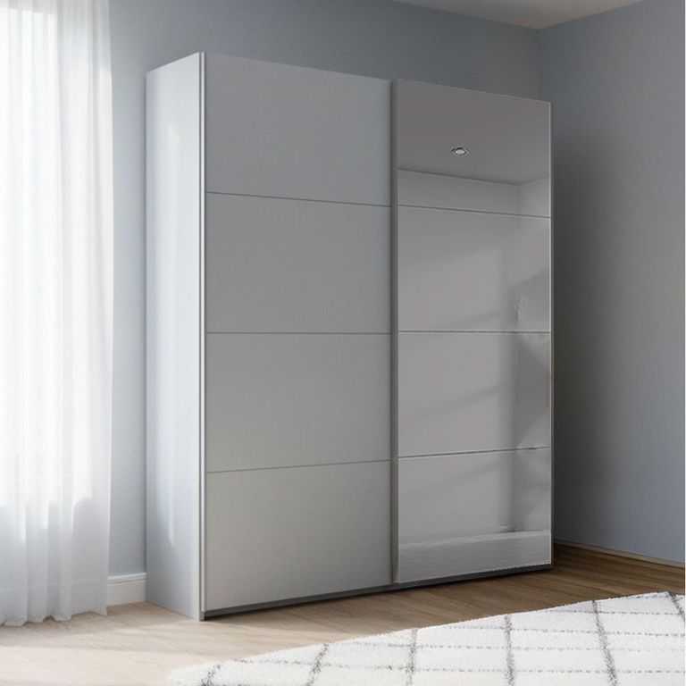 Rauch Beluga Extra 137cm 2 Door Sliding Wardrobe with Grey Mirror - Silk Grey