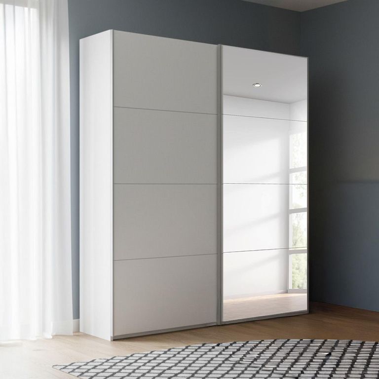 Beluga Extra Sliding Wardrobe - 137cm - 2 Door - Mirror - Alpine White