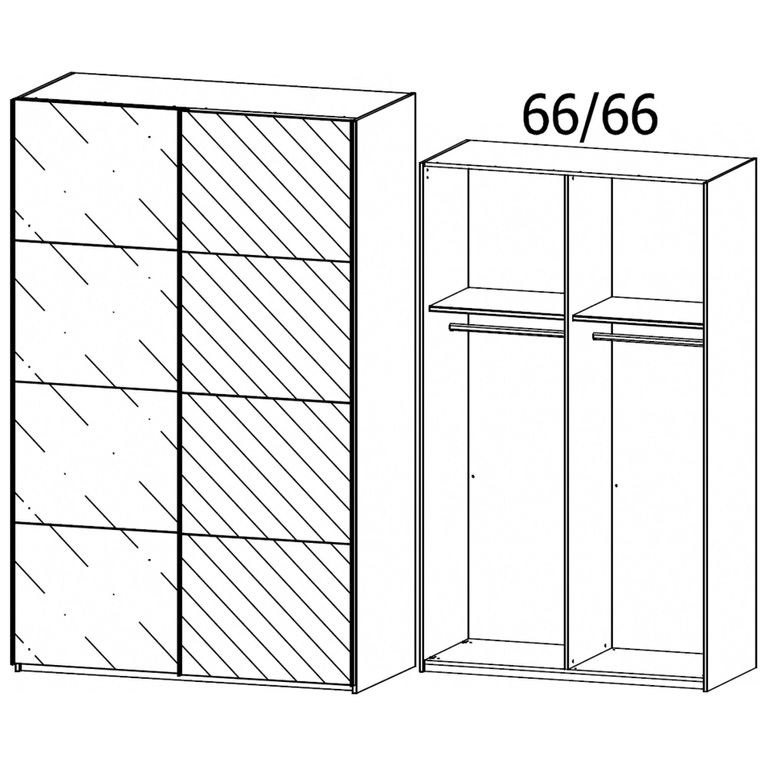 Beluga Extra Sliding Wardrobe - 137cm - 2 Door - Mirror - Artisan Oak & Basalt Glass